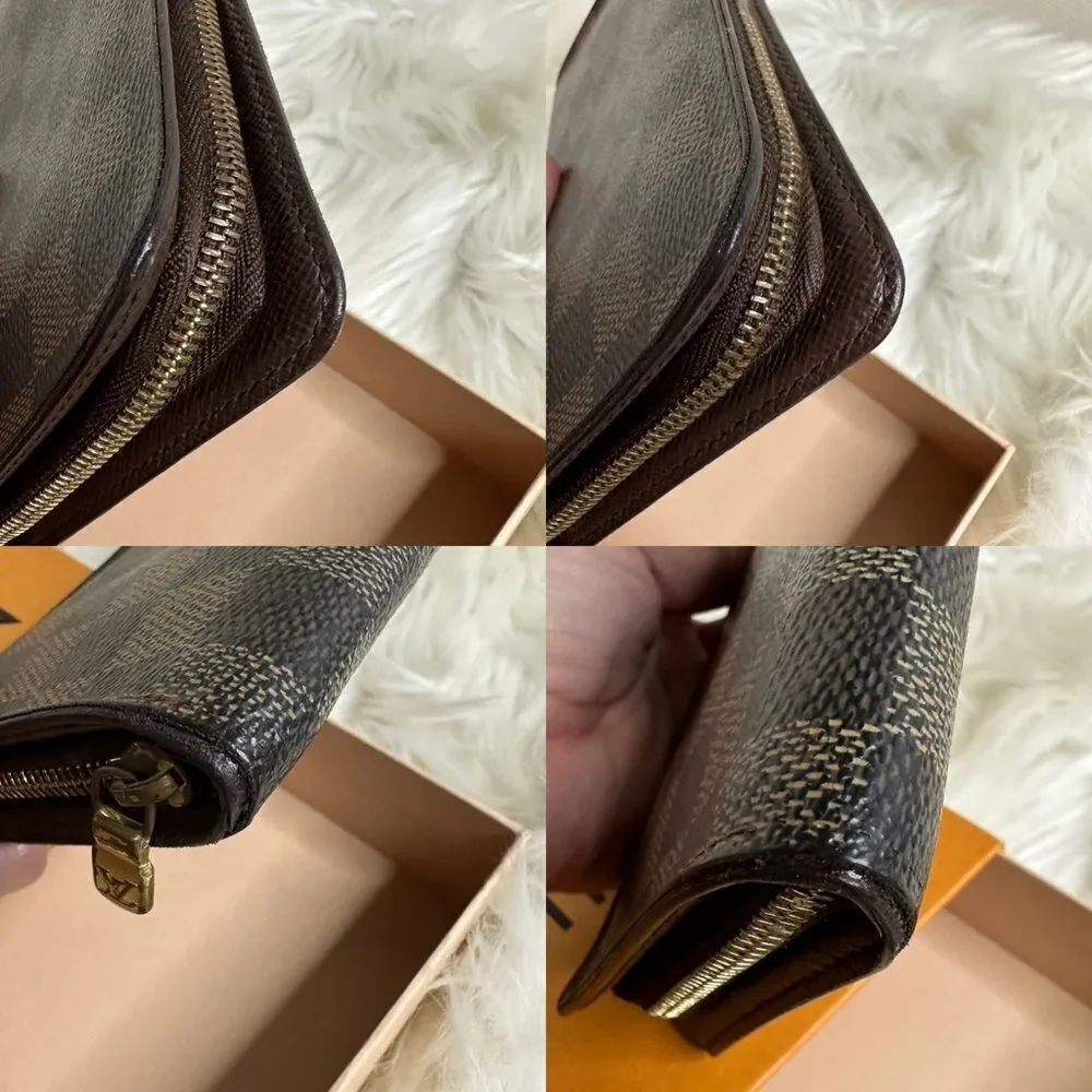 💯 Authentic Damier Ebene Zipped Long Wallet 🍀